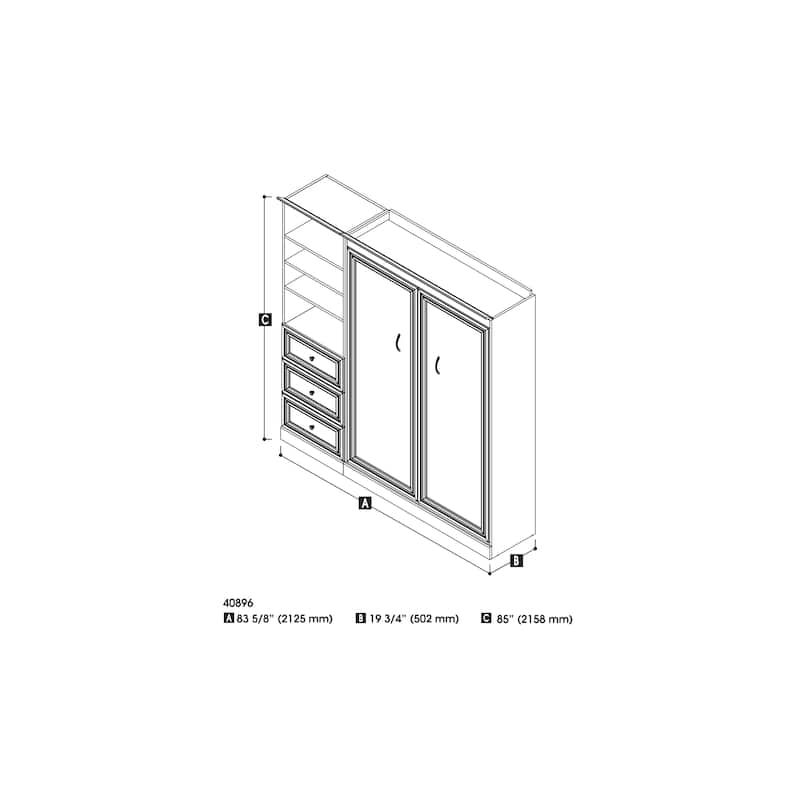 Versatile Full Murphy Bed and Closet Organizer (84W) by Bestar
