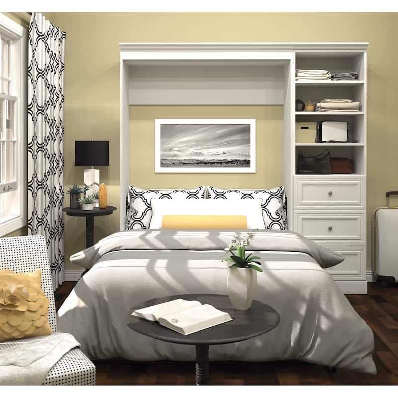 Versatile Full Murphy Bed and Closet Organizer (84W) by Bestar - White