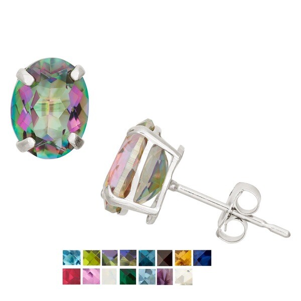 Gioelli 10k White Gold 2 2/5ct TGW 8x6mm Oval-cut Birthstone Stud Earrings. Opens flyout.