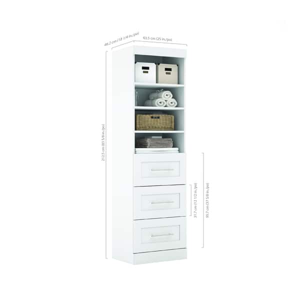 dimension image slide 1 of 5, Pur 36W Shelving Unit with 3 Drawers by Bestar
