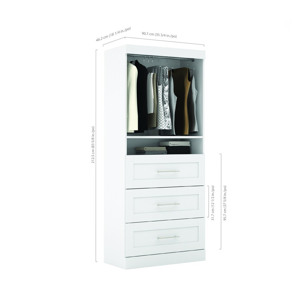 Bestar Audrea 36 Organize It Storage Unit with 3 Drawers in White