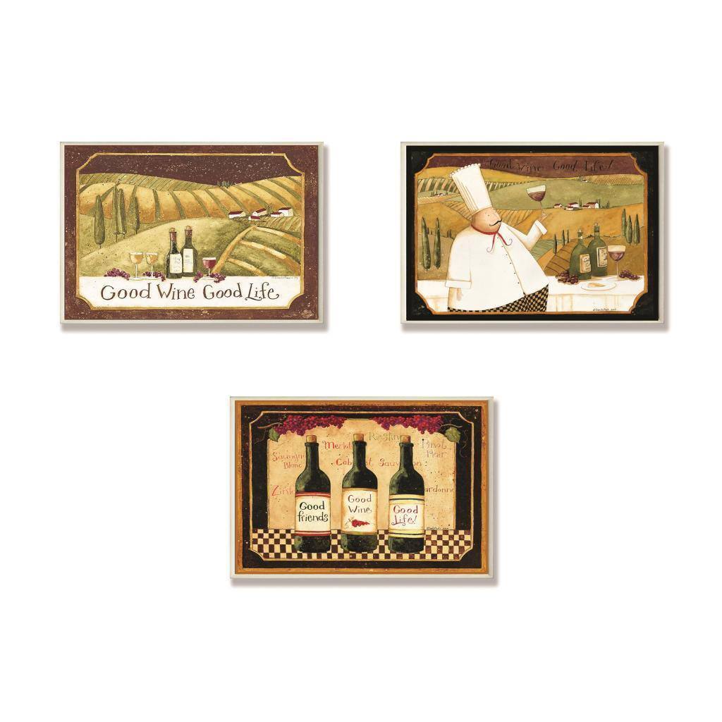 Dan Dipaolo Good Friends Wine and Life 3-piece Kitchen Wall Plaque Set