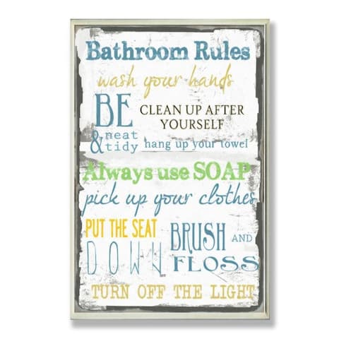Bathroom Rules Typography Wall Plaque