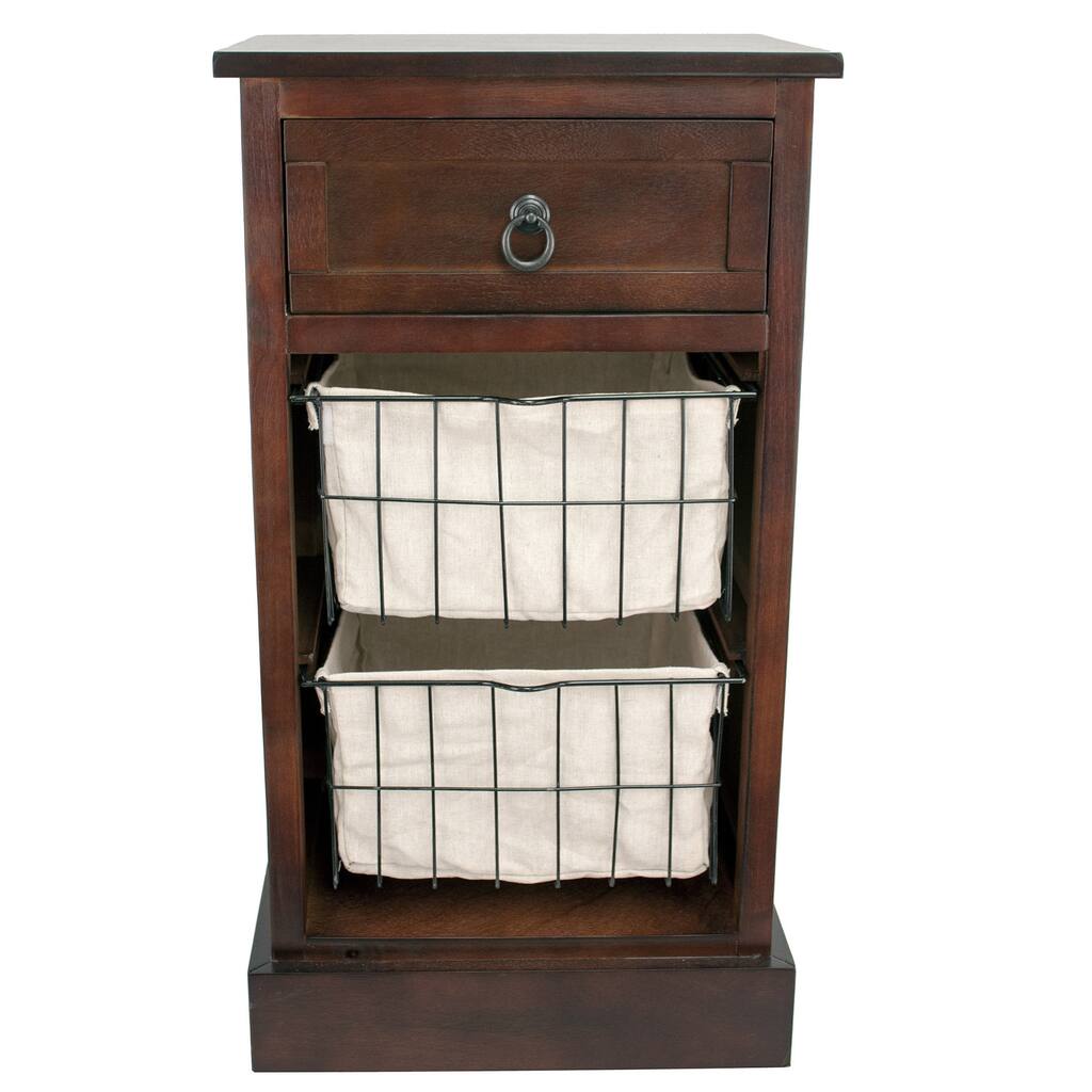 Three Drawer Walnut Storage Table