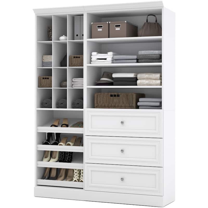 Versatile 61W Closet Organizer System with Drawers by Bestar - White