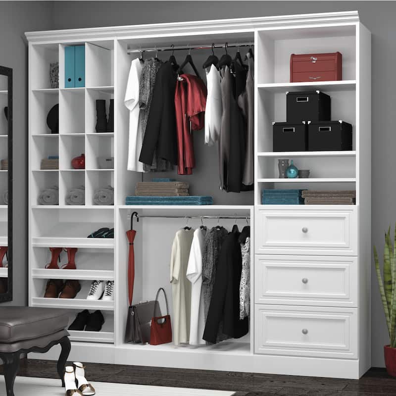 Versatile 86W Closet Organization System with Drawers by Bestar - White