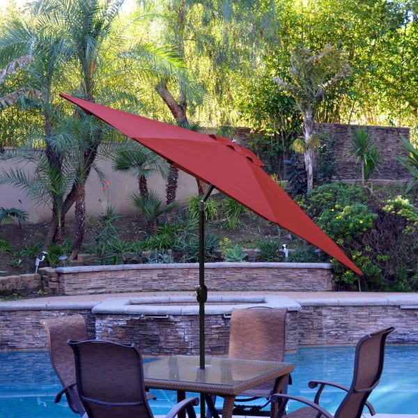 Shop Black Friday Deals On Aluminum Patio Market Umbrella Tilt With Black Pole Overstock 9627134