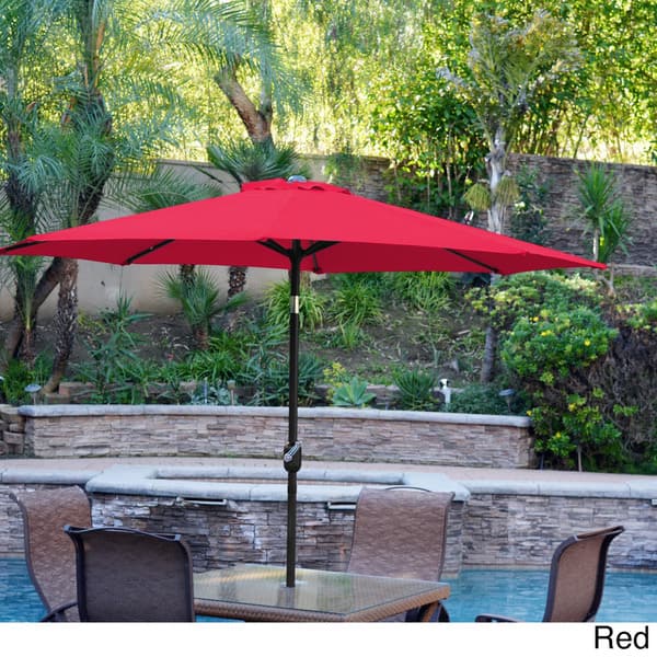 Shop Black Friday Deals On Aluminum Patio Market Umbrella Tilt With Black Pole Overstock 9627134