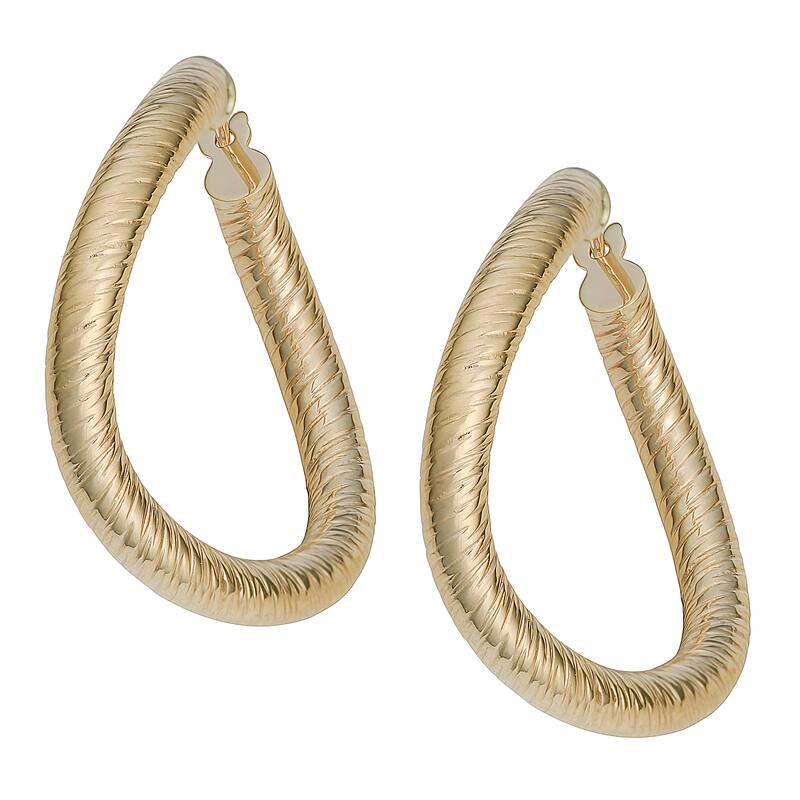 Fremada Women's 10k Yellow Gold Textured Round Twist Hoop Earrings