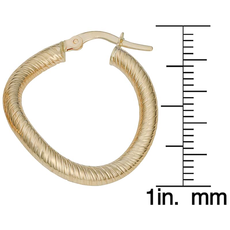 Fremada Women's 10k Yellow Gold Textured Round Twist Hoop Earrings