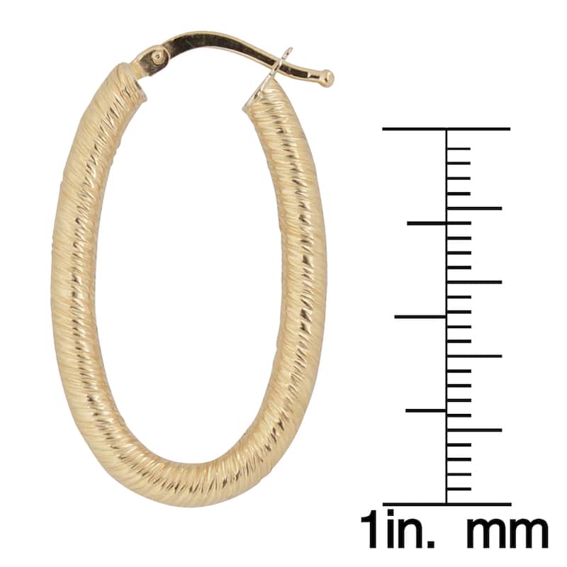 Fremada 10k Yellow Gold Textured Oval Hoop Earrings