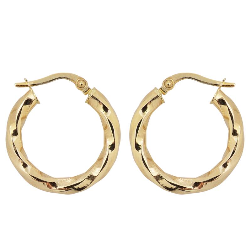 Fremada 10k Yellow Gold 15mm Round Twist Hoop Earrings
