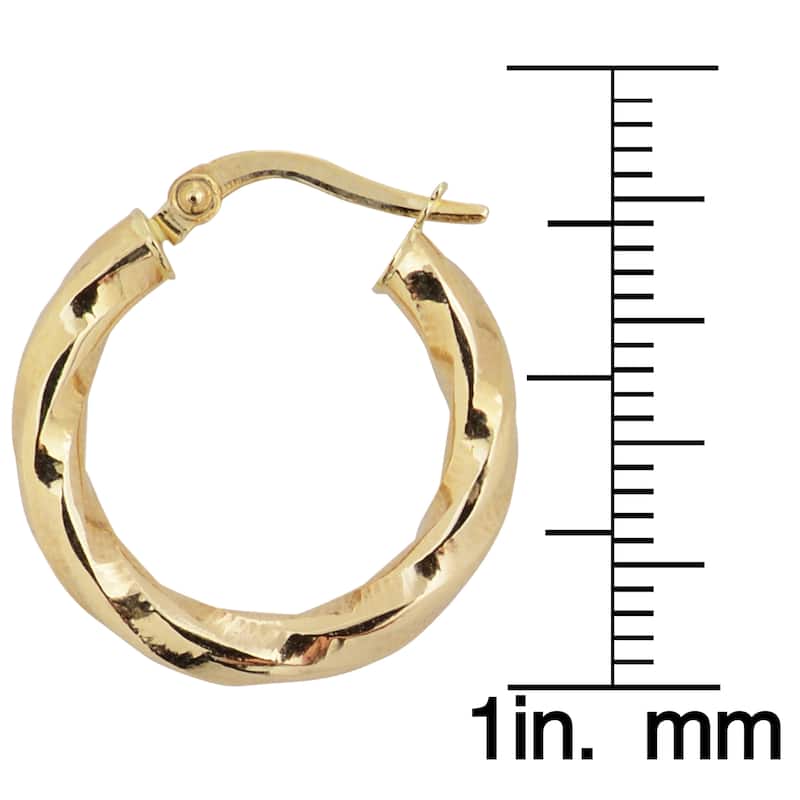 Fremada 10k Yellow Gold 15mm Round Twist Hoop Earrings