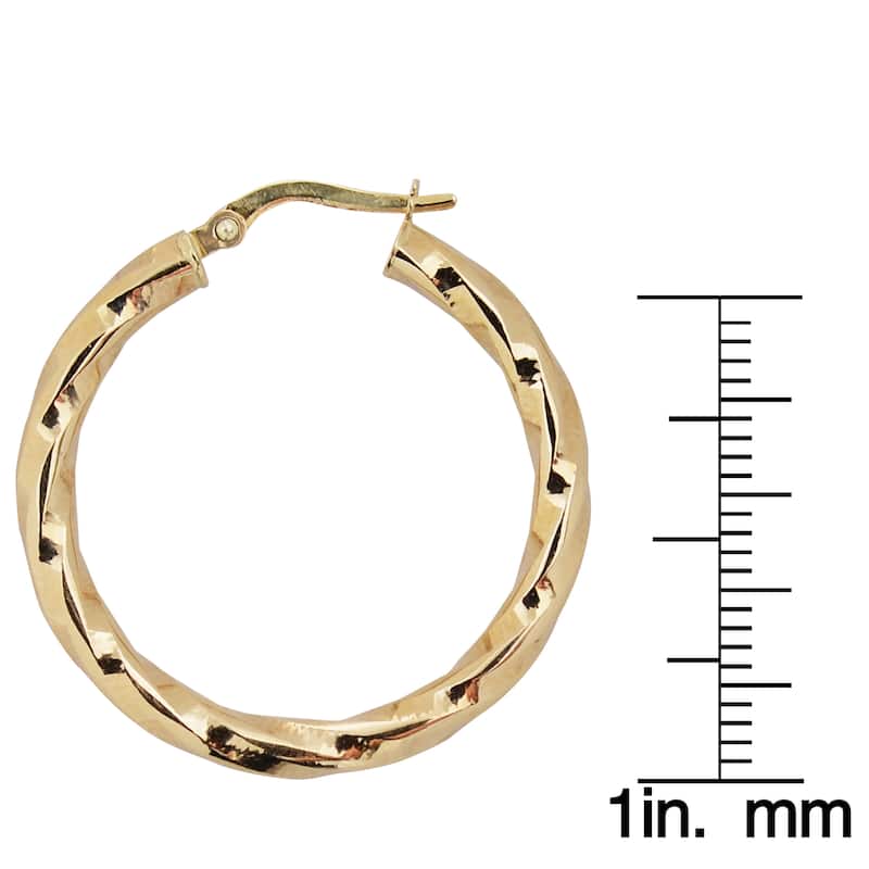 Fremada 10K Yellow Gold 25mm High-polish Round Twist Hoop Earrings