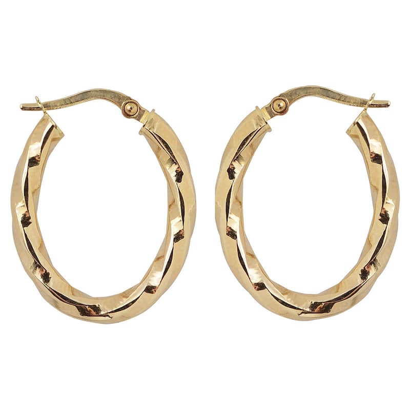 Fremada 10k Yellow Gold High Polish Twist Design Oval Hoop Earrings