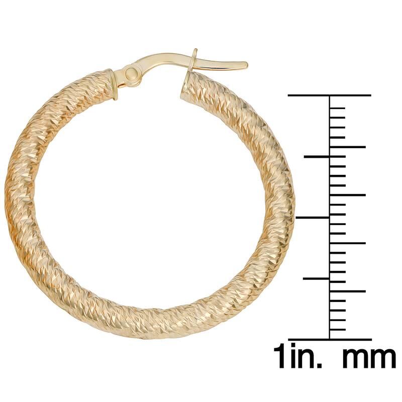 Fremada 10k Yellow Gold 25mm Diamond-cut Hoop Earrings