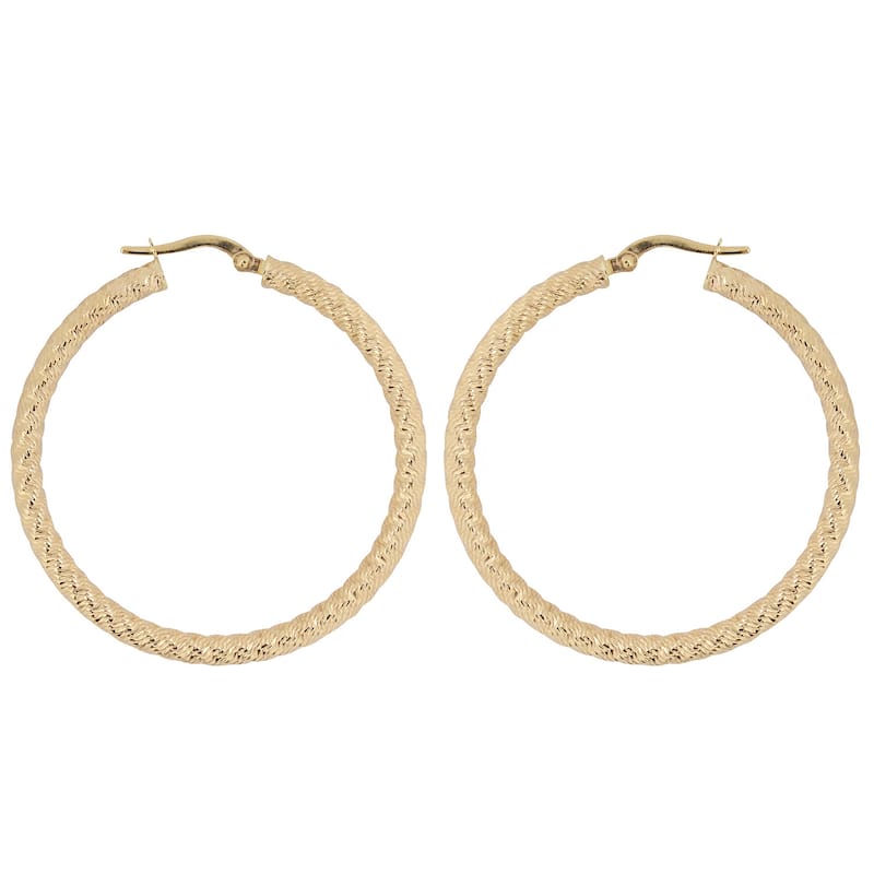Fremada 10k Yellow Gold 35mm Diamond-cut Hoop Earrings