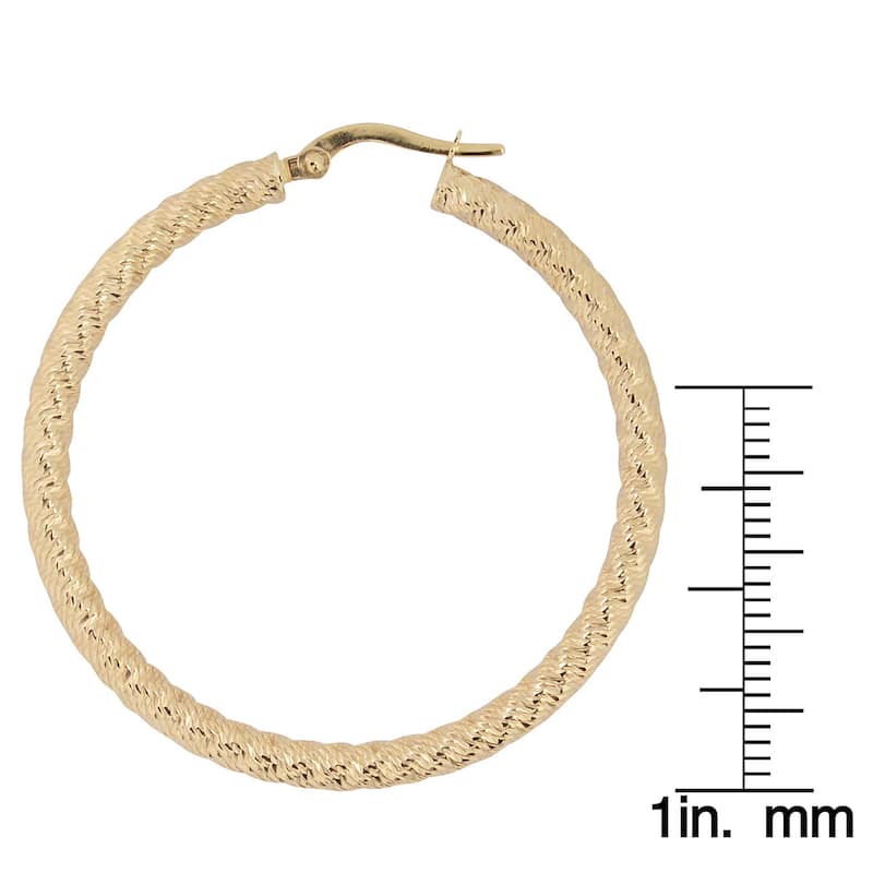 Fremada 10k Yellow Gold 35mm Diamond-cut Hoop Earrings