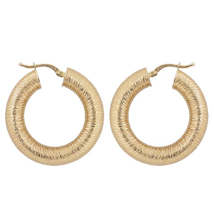Fremada 10K Yellow Gold Textured Hoop Earrings