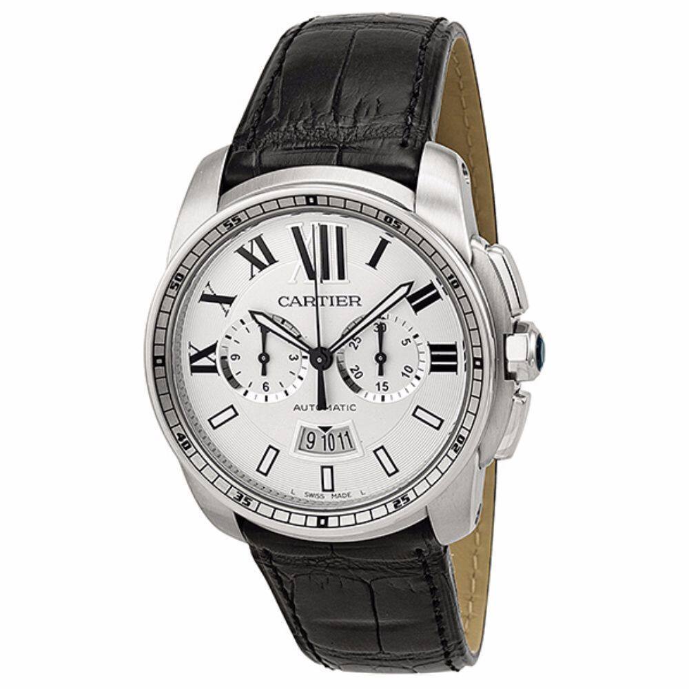 Cartier Men's W7100046 Calibre de Cartier Round Black Strap Watch