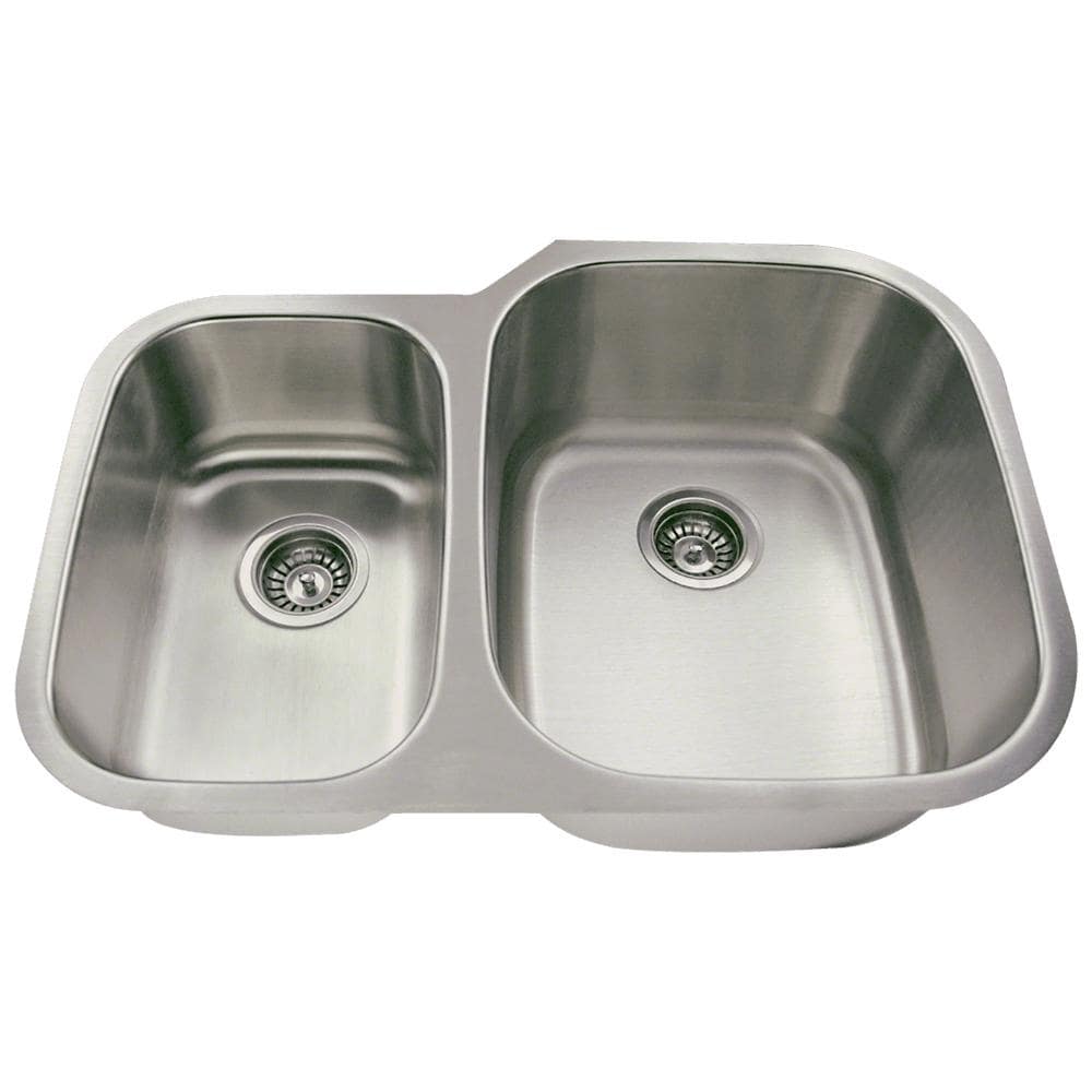 MR Direct 506 Offset Double Bowl Stainless Steel Sink   16813779