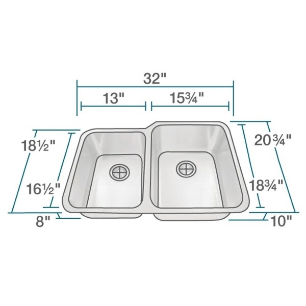 513 Offset Double Bowl Stainless Steel Kitchen Sink - Bed Bath