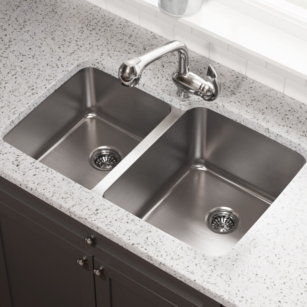 513 Offset Double Bowl Stainless Steel Kitchen Sink - Bed Bath