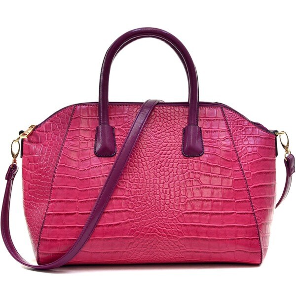 Shop Dasein Croc-embossed Weekender Satchel with Removable Shoulder ...