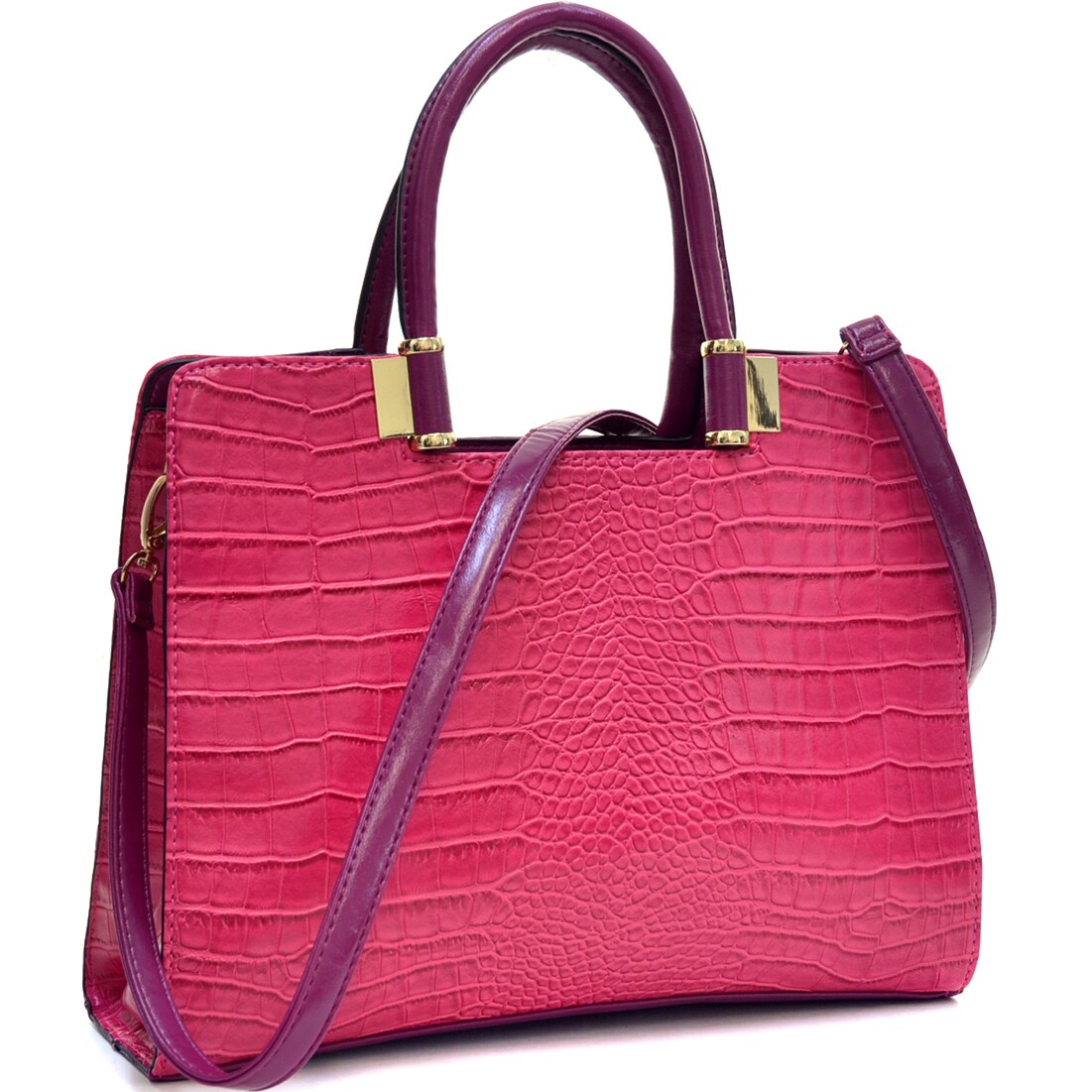 croc textured shoulder bag