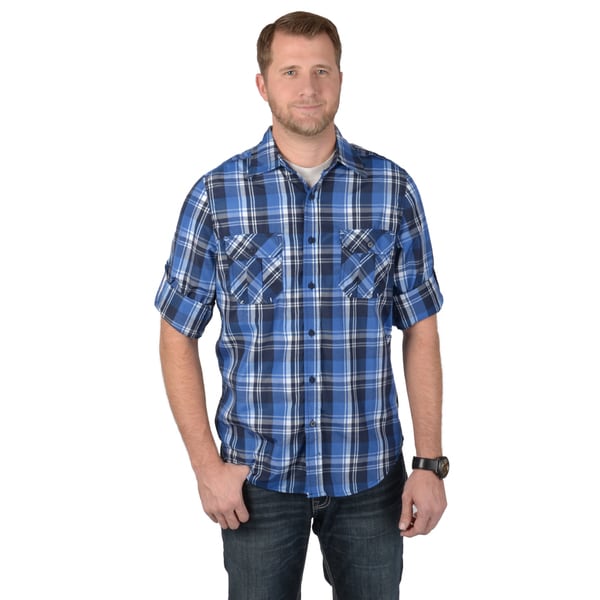 Shop Vance Co. Men's Rolled Sleeve Button-up Plaid Shirt - Free ...
