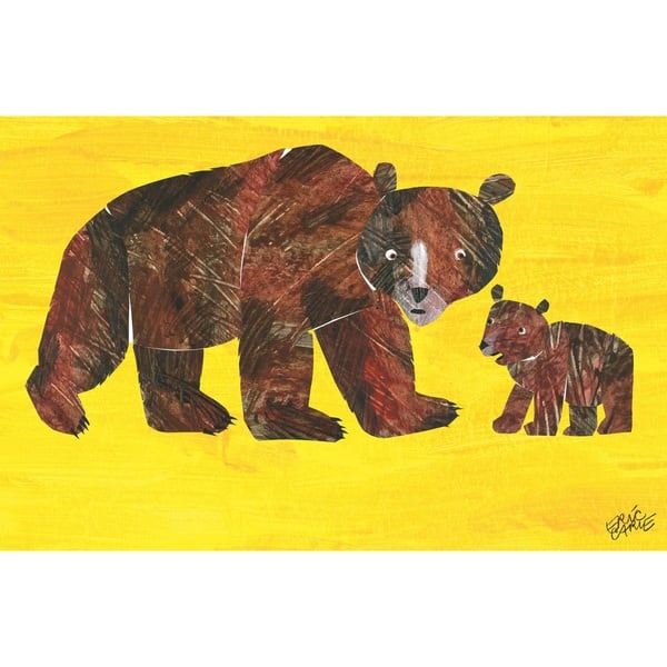 Wall Mural Mama bear and baby bear. Watercolor illustration. Handmade  drawing. 