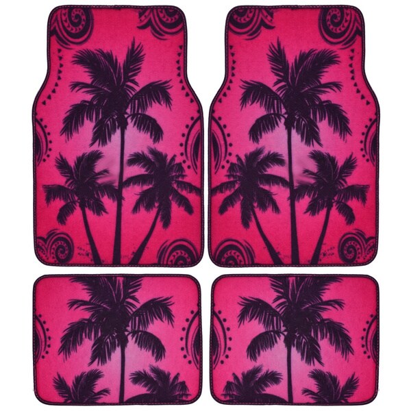 BDK Palm Tree Design 4piece Car Floor Mats (Universal Fit) Free