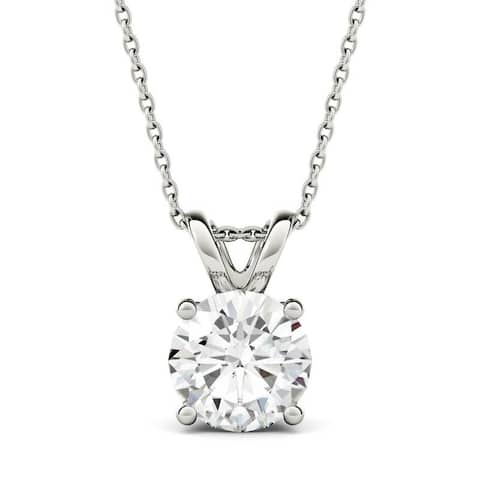 Moissanite by Charles & Colvard 14k Gold 1.90 TGW Round Solitaire Pendant