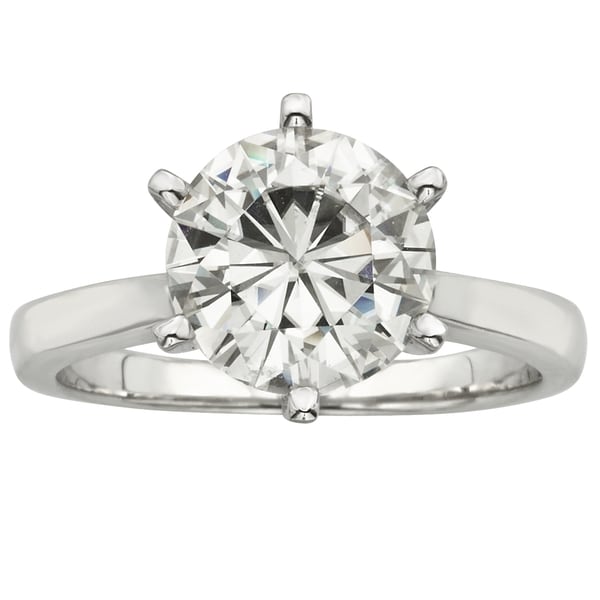 Charles and Colvard 14k Gold 3 1/ 10ct TGW Round Forever Brilliant Moissanite Solitaire Ring - White