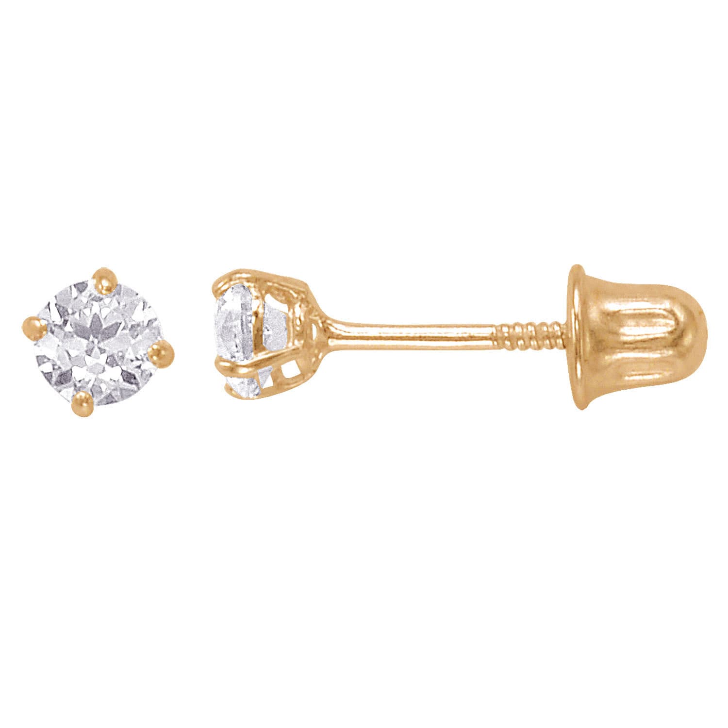 14k Solid Gold Round 3mm Superbright Back Cubic Zirconia Stud Earrings 14k Solid Gold Round 3mm Superbright Back Cubic Zirconia Stud Earrings