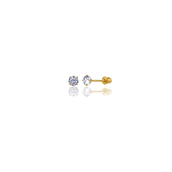 Details about   14k solid yellow gold round bright clear cubic zirconia prong stud earrings 3mm