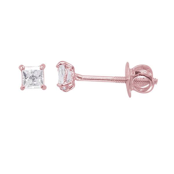 EARRINGS 3MM BUTTERFLY BACKS type With Cubic Zirconia stone in .925 Sterling Silver