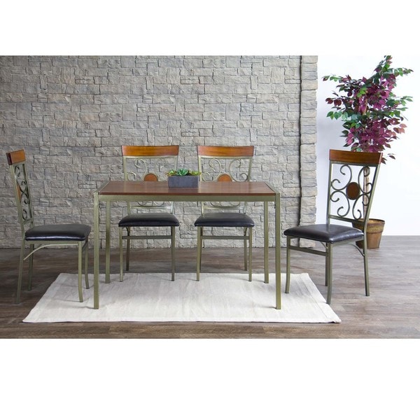 Baxton Studio Modica Wood and Metal Dining Chairs Set of 4