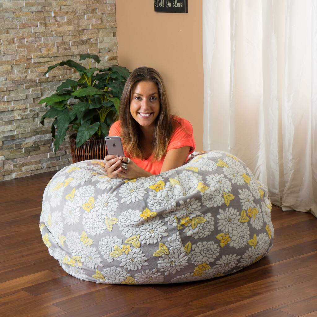 Christopher Knight Home Riley Faux Suede 3-foot Floral Lounge Beanbag Chair