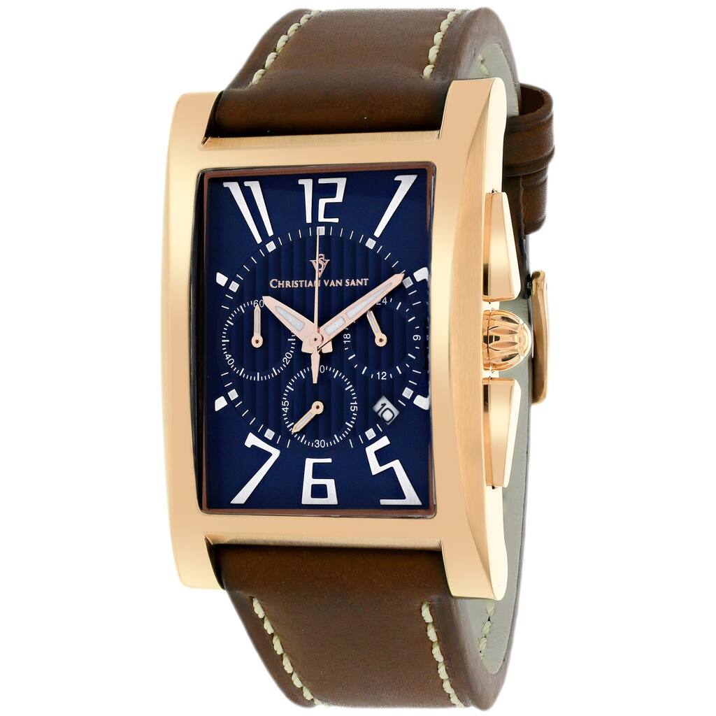 Christian Van Sant CV4514 Men's Cannes Square Brown Strap Watch