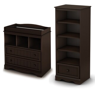 Savannah Espresso Changing Table and Shelving Unit with Drawer