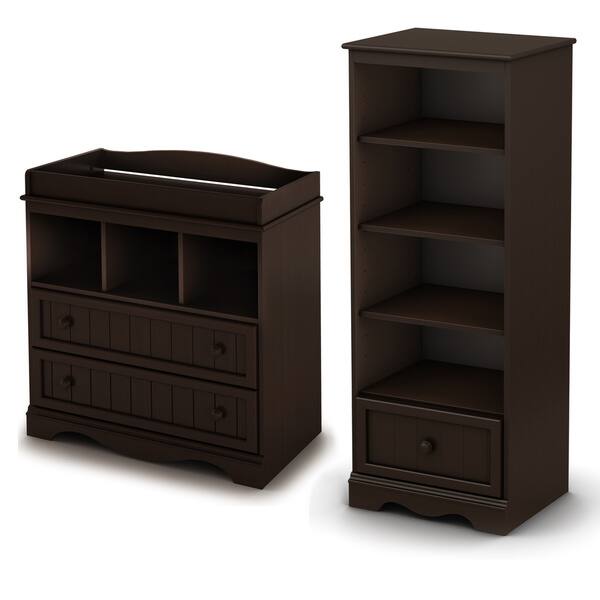 slide 1 of 1, Savannah Espresso Changing Table and Shelving Unit with Drawer
