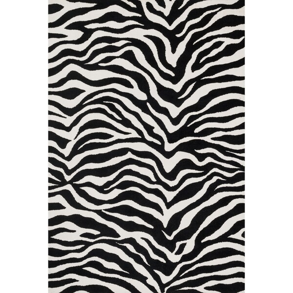 Shop Aaron Zebra Print Microfiber Woven Rug 3'6 x 5'6 On Sale