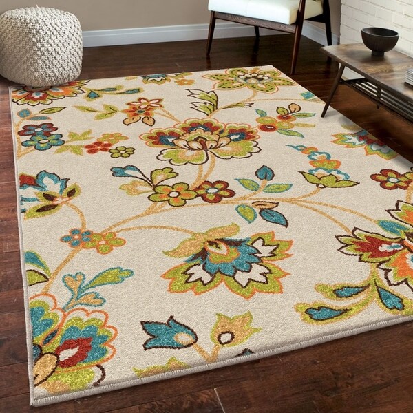 Indoor/Outdoor Winston Ivory Rug By Carolina Weavers - 5'2" x 7'6"