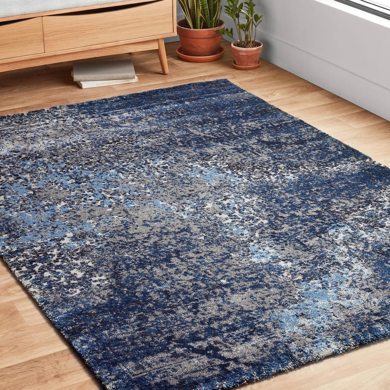Alexander Home Cassidy Abstract Modern & Modern Area Rug - 5' 3" x 7' 7" - Grey/Navy - Runner/Rectangle