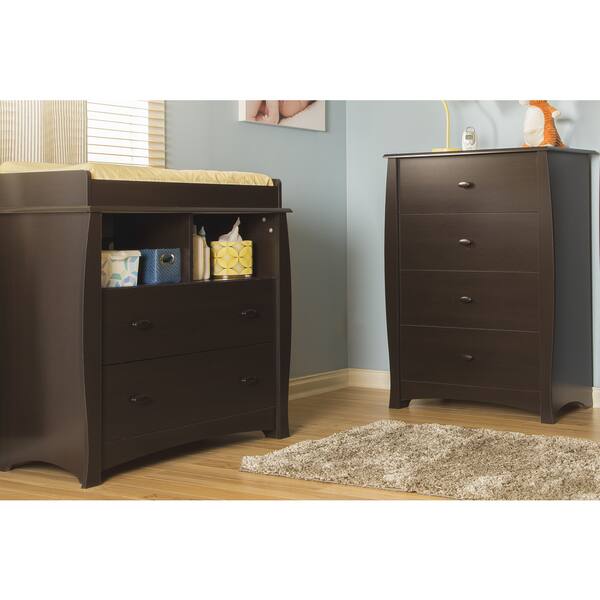slide 1 of 1, South Shore Beehive Espresso Changing Table and 4-drawer Chest