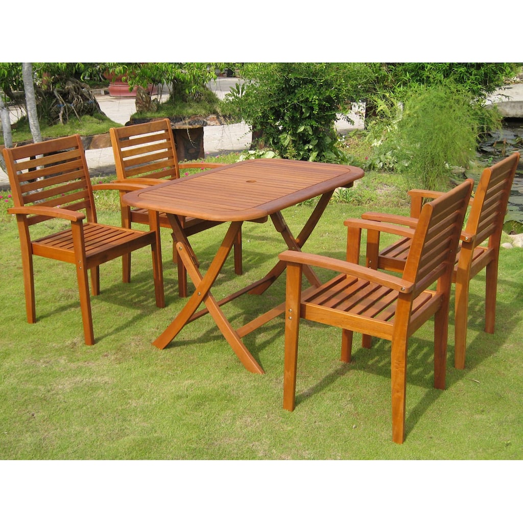 Royal Tahiti Seva Yellow Balau Hardwood Dining Set (Set of 5)