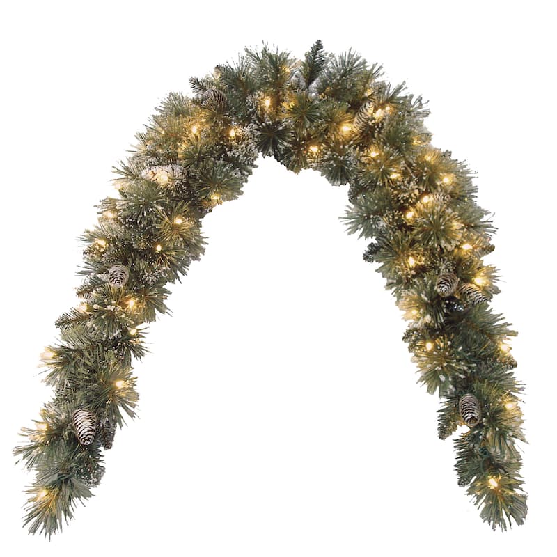 National Tree Company 6 ft. Glittery Bristle Pine Mantle Swag - GREEN
