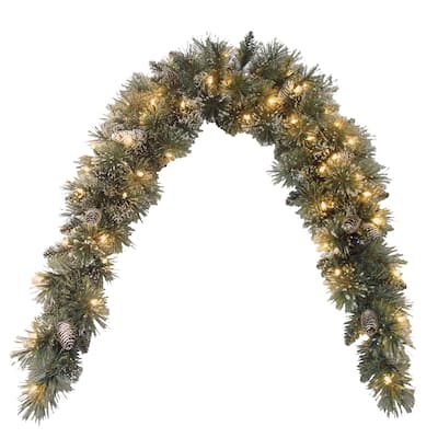National Tree Company 6 ft. Glittery Bristle Pine Mantle Swag