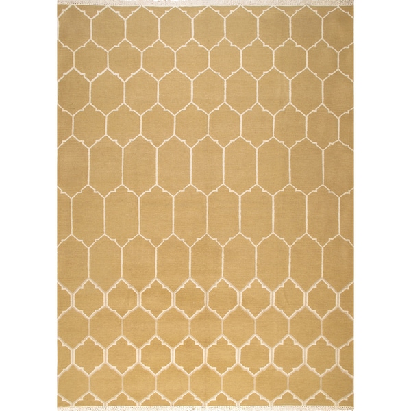 Stylish and Modern Gold Wool Area Rug (8' x 10') Free Shipping Today